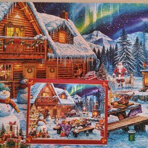Christmas under the northern lights Puzzle with Full-Color Reference Poster